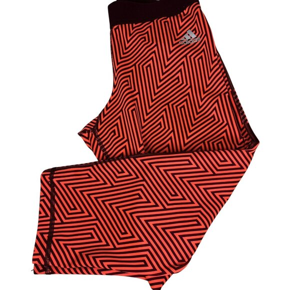 Adidas Techfit Climalite Mens Compression Tights Medium Geometric Red & Black - Picture 1 of 7